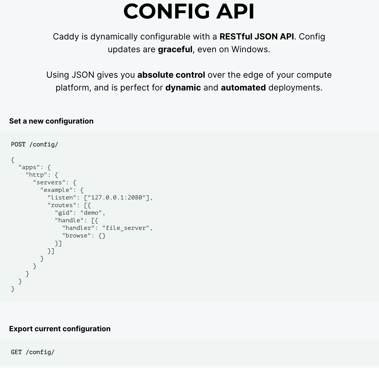 Caddy Config API 설명